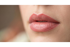 Close-up of lips showing the vermilion border