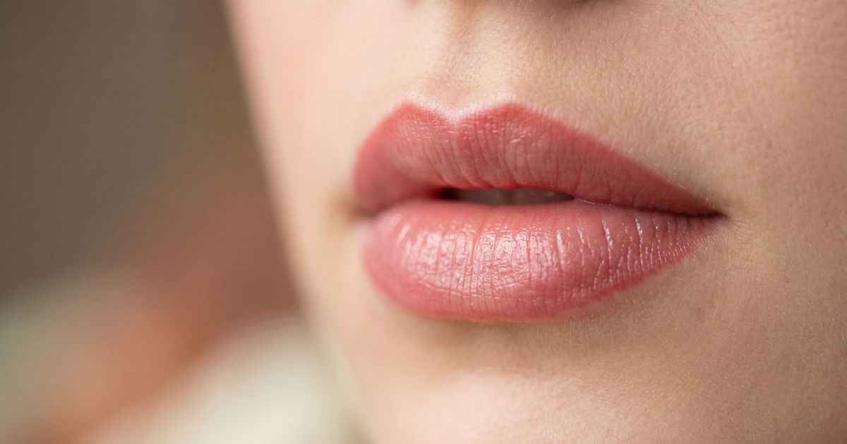 Close-up of lips showing the vermilion border